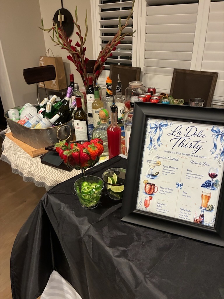 Anniversary celebration bar setup